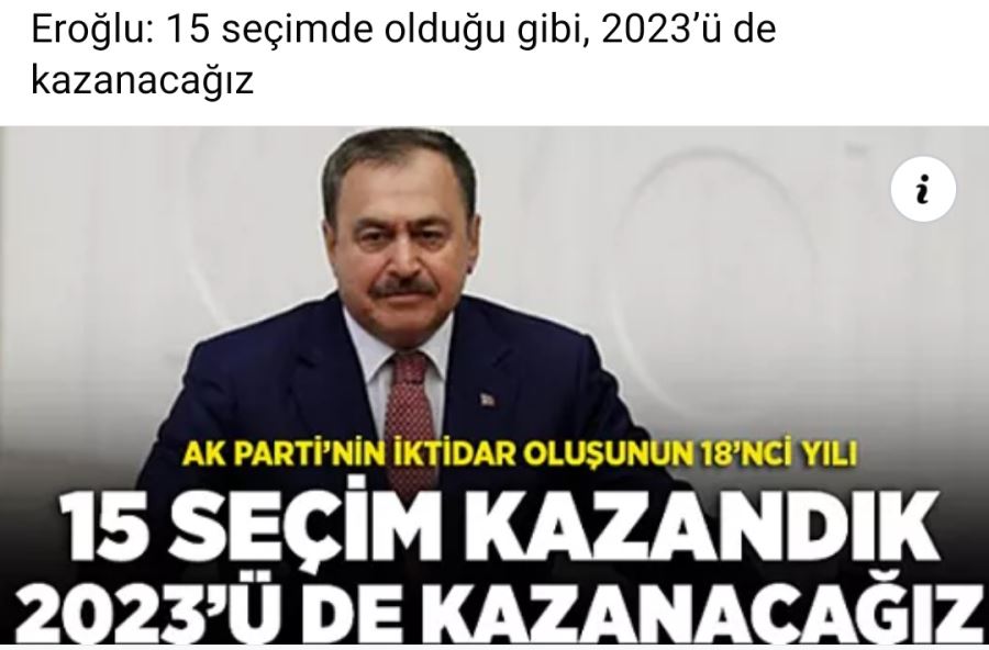 Eroğlu: 15 Seçimde Olduğu Gibi, 2023