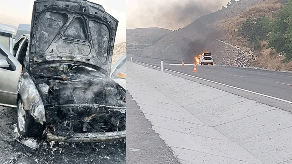 Şuhutta seyir halindeki otomobil alev alev yandı